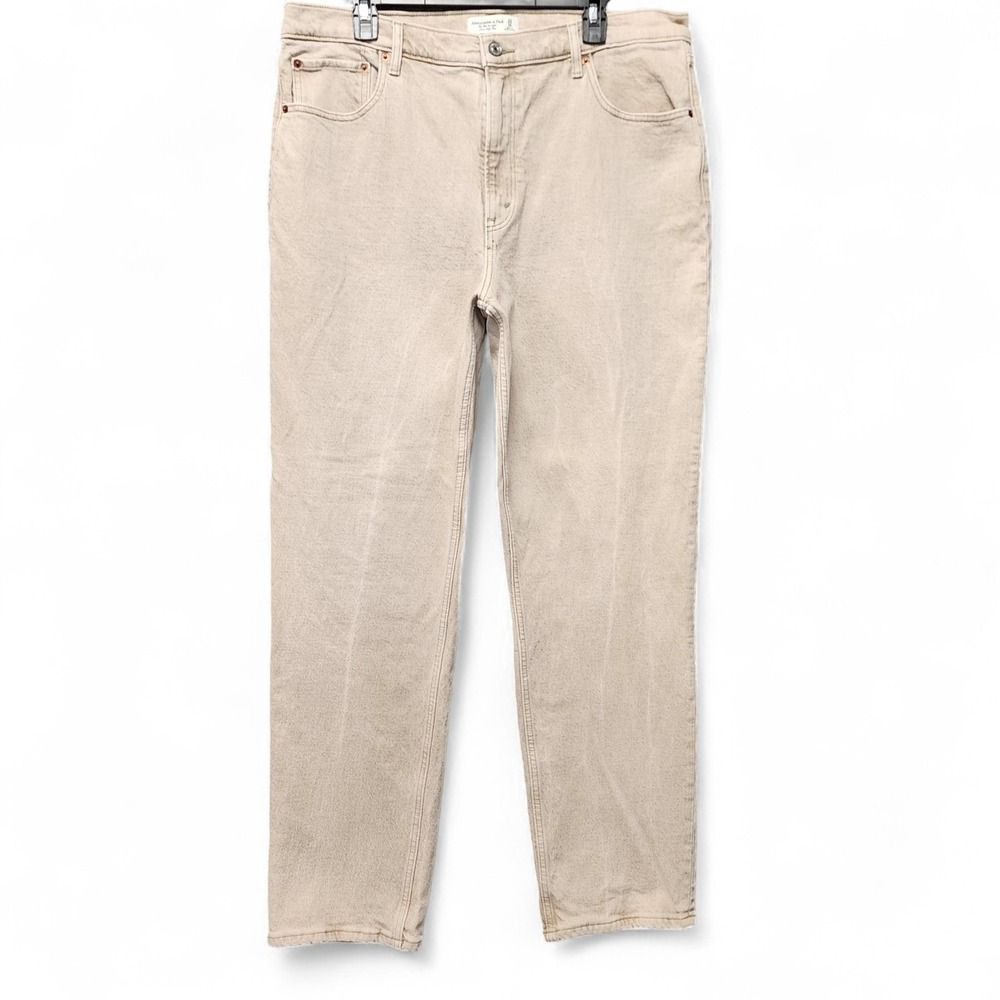 Abercrombie & Fitch 90s Straight‎ Ultra High Rise Jeans Womens 33 / 16L Beige